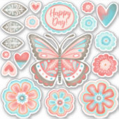 フローラカラフルバタフライビニールシール シール (正面)