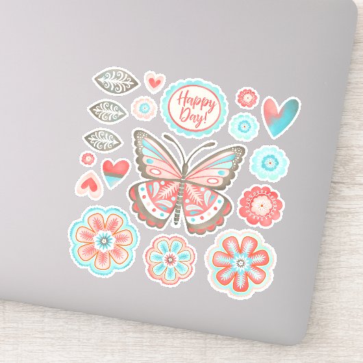 フローラカラフルバタフライビニールシール シール (詳細)