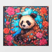 フローラカラフルパンダ熊フェイクステンドグラス ウィンドウサイン (シート)