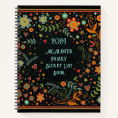 フローラカラフルパーソナライズされたファミリのバケットリスト ノートブック (正面)