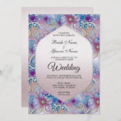 フローラカラフルパール宝石結婚式招待状 招待状 (正面/裏面)