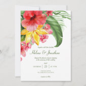 フローラカラフルビーチ熱帯行先結婚式 招待状 (正面)