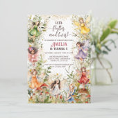 フローラカラフルピクシー妖精&マッシュルーム誕生日 招待状 (スタンド正面)
