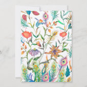 フローラカラフルピーコック金ゴールド庭園の結婚式 招待状 (裏面)