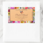 フローラカラフルピーチ製品ラベルハート宝石 長方形シール (バッグ)