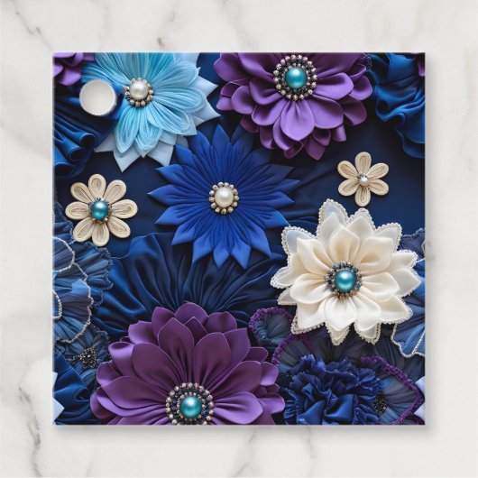 フローラカラフルファブリックアートギフトラベル フェイバータグ (正面)