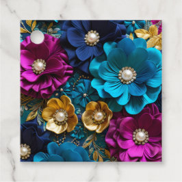 フローラカラフルファブリックアートギフトラベル フェイバータグ