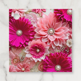 フローラカラフルファブリックアートギフトラベル フェイバータグ