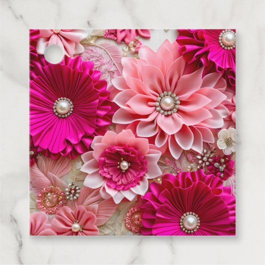 フローラカラフルファブリックアートギフトラベル フェイバータグ (正面)