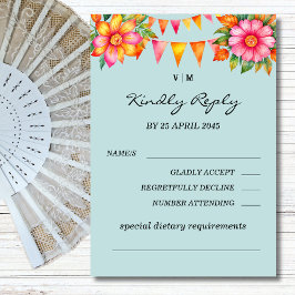 フローラカラフルフィエスタメキシコウェディングRSVPカード 出欠カード