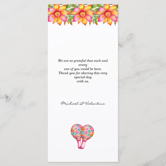 フローラカラフルフィエスタメ結婚キシカンのメニュー メニュー (裏面)