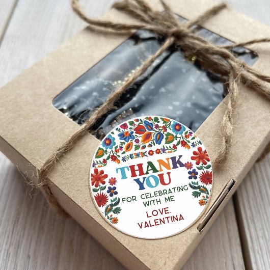 フローラカラフルフィエスタ刺繍花有難う ラウンドシール