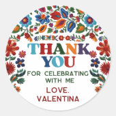 フローラカラフルフィエスタ刺繍花有難う ラウンドシール (正面)