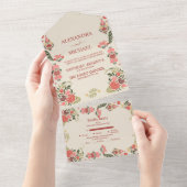 フローラカラフルフォークアー結婚ト オールインワン招待状 (貼ってはがせる)