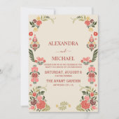 フローラカラフルフォークアー結婚ト 招待状 (正面)