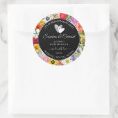 フローラカラフルブラック製品ラベルとハート ラウンドシール (バッグ)