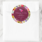 フローラカラフルブルゴーニュ製品ラベルとハート ラウンドシール (バッグ)