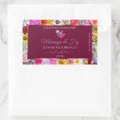 フローラカラフルブルゴーニュ製品ラベルとハート 長方形シール (バッグ)