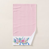 フローラカラフルブーケとピンクストライプ色 バスタオルセット (ハンドタオル)