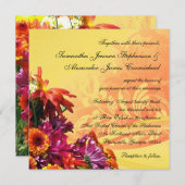 フローラカラフルブーケオレンジ/イエローデザイン 招待状 (正面/裏面)