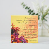 フローラカラフルブーケオレンジ/イエローデザイン 招待状 (スタンド正面)