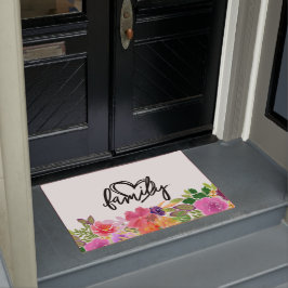 フローラカラフルブーケファミリー ドアマット