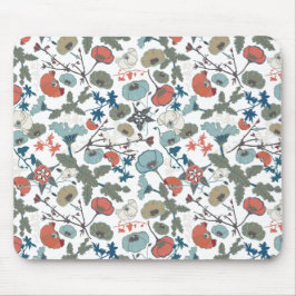 フローラカラフルプレジャーブルーオレンジグリーン マウスパッド