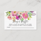 フローラカラフルベビーシャワーおむつラッフルチケット エンクロージャーカード (正面)