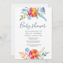 フローラカラフルベビーシャワー招待状