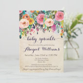フローラカラフルベビー散布招待状、ヴィンテージ 招待状 (スタンド正面)