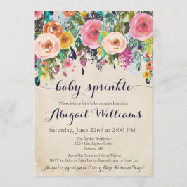 フローラカラフルベビー散布招待状、ヴィンテージ 招待状