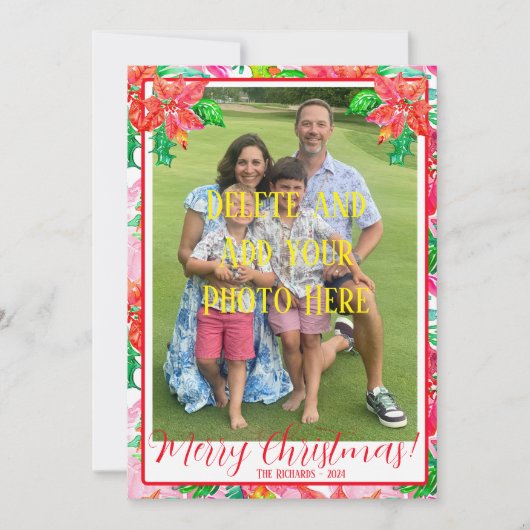 フローラカラフルポインセチアのクリスマスカード シーズンカード (正面)