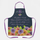 フローラカラフルマザー引用文wモノグラムonネイビーAp エプロン (正面)