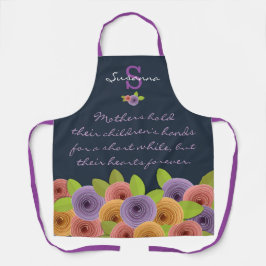 フローラカラフルマザー引用文wモノグラムonネイビーAp エプロン