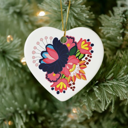 フローラカラフルマティオデジタルフォーク刺繍 セラミックオーナメント (ツリー)