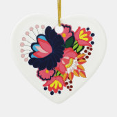 フローラカラフルマティオデジタルフォーク刺繍 セラミックオーナメント (正面)