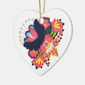 フローラカラフルマティオデジタルフォーク刺繍 セラミックオーナメント (左)