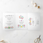 フローラカラフルメキシコ結婚フィエスタの3倍イン 三つ折り招待状 (内部)