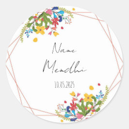 フローラカラフルメンディはステッカーを好む ラウンドシール