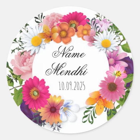 フローラカラフルメンディはステッカーを好む。 ラウンドシール (正面)