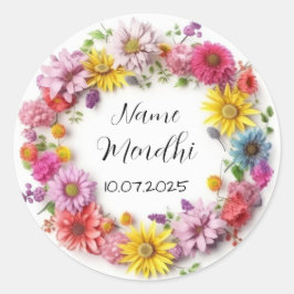 フローラカラフルメンディーはスティッカーを好む ラウンドシール