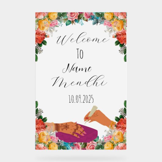 フローラカラフルメンディ徴候 アクリルサイン (正面)