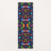 フローラカラフルモザイク模様の青い背景 ヨガマット (正面)