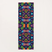 フローラカラフルモザイク模様の青い背景 ヨガマット (裏面)