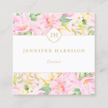 フローラカラフルモノグラム水彩植物性ピンク