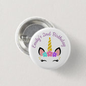 フローラカラフルユニコーン誕生日 缶バッジ (正面&裏面)