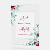 フローラカラフルユーカリ結婚ストフロステッド歓迎 アクリルサイン (傾斜)