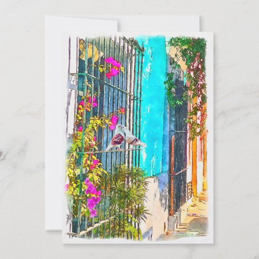 フローラカラフルラブバード結婚ズメキシコ 招待状 (裏面)