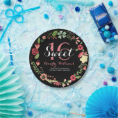 フローラカラフルリースオンブラックスウィート16 ペーパープレート (パーティー)