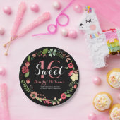 フローラカラフルリースオンブラックスウィート16 ペーパープレート (パーティー)